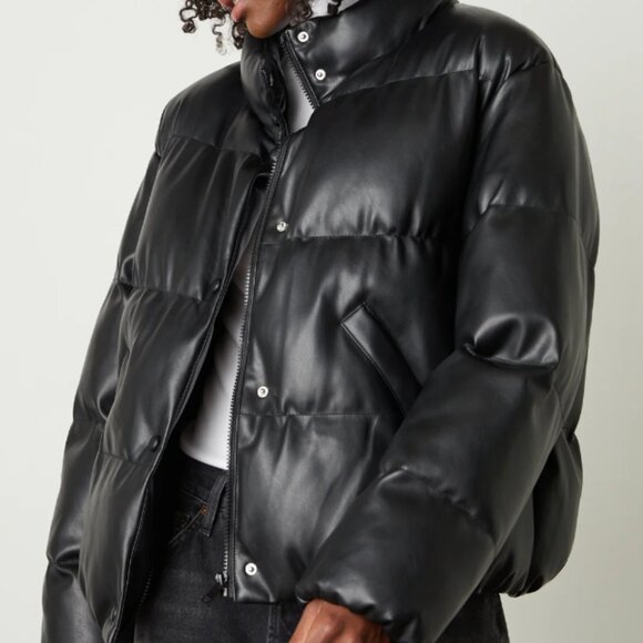 Velvet by Graham & Spencer Ally Faux Vegan Leather Puffer Jacket Sz M NWT $347 - Picture 2 of 8